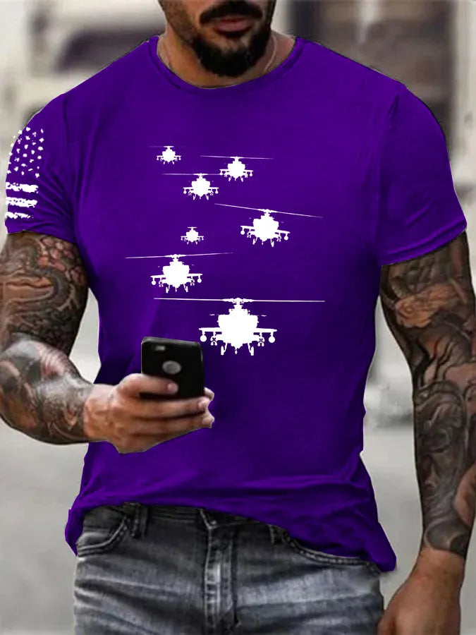 Apachen AH-64 Kampfhubschrauber Pattern 100% Cotton T-Shirt