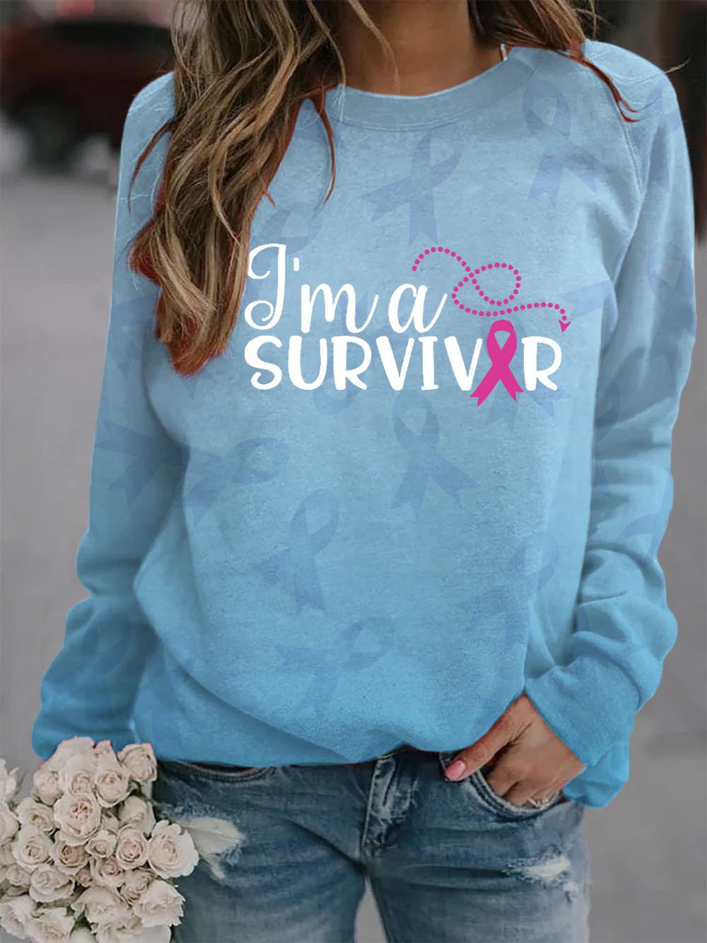 Women's Breast Cancer Ribbon Survivor Sweatshirt