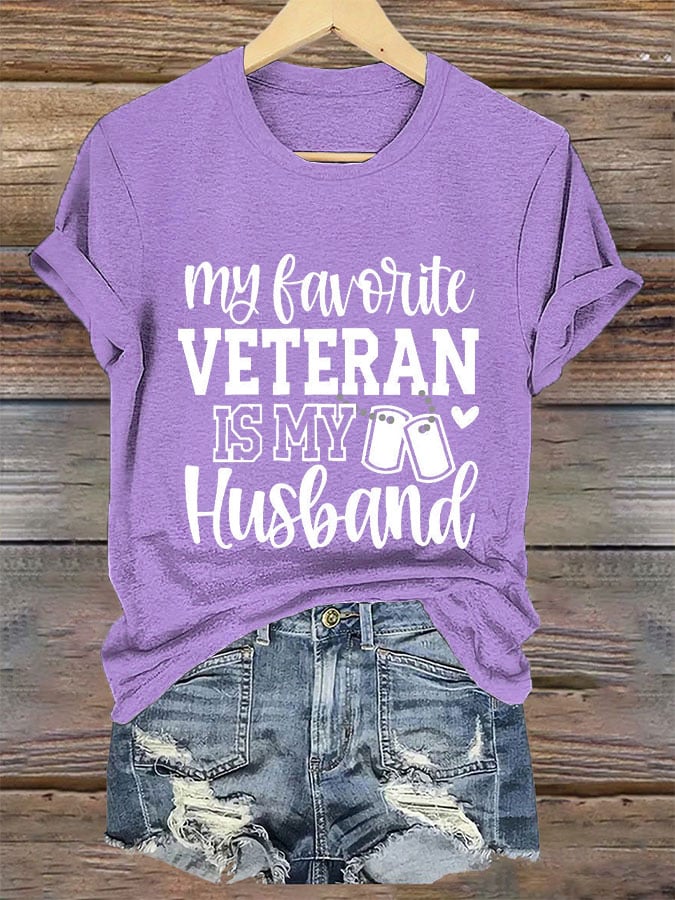 Women's 'My Favorite Veteran Is My Husband' Print T-Shirt
