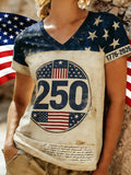 Women'S Casual T-Shirt With American 250th Anniversary Print