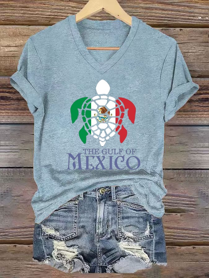 Women's Gulf of Mexico Print V-Neck T-Shirt