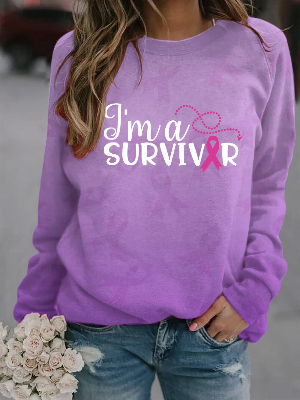 Women's Breast Cancer Ribbon Survivor Sweatshirt