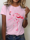 Women's Breast Cancer Flamingo Print T-Shirt