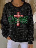 Women's Christmas Faith Print Rhinestone Long-Sleeve Sweatshirt