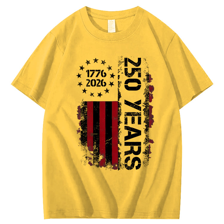 250 Years Anniversary USA Shirts Mens 250th American Flag 100% Cotton T-Shirt