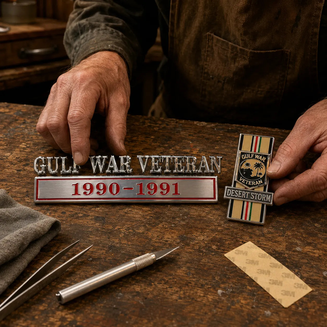 🇺🇸 Gulf War Veteran 1990–1991 Desert Storm Car Emblem Metal Badge