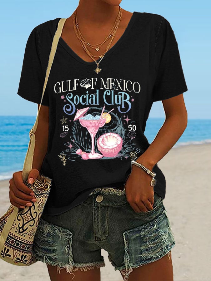 Women's Gulf Of Mexico Print Casual T-Shirt