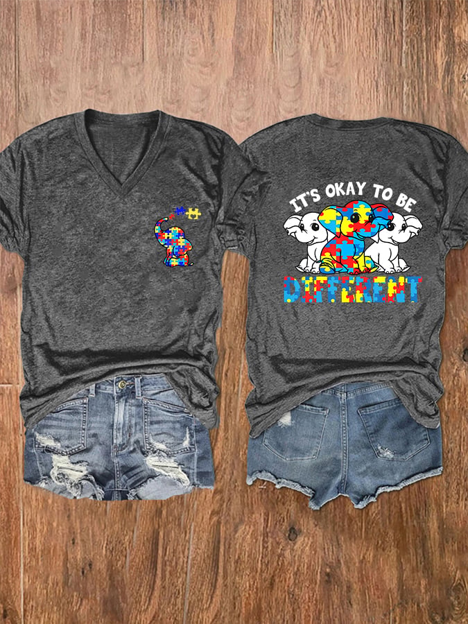 Women's It's Ok To Be Different V-Neck T-Shirt