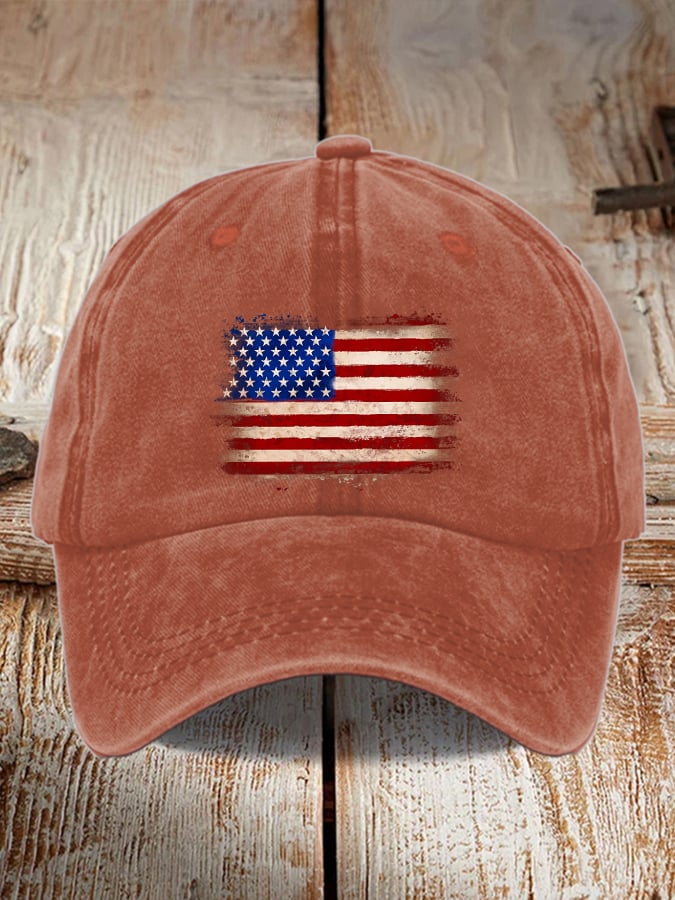 Unisex Distressed Washed Cotton Print Hat