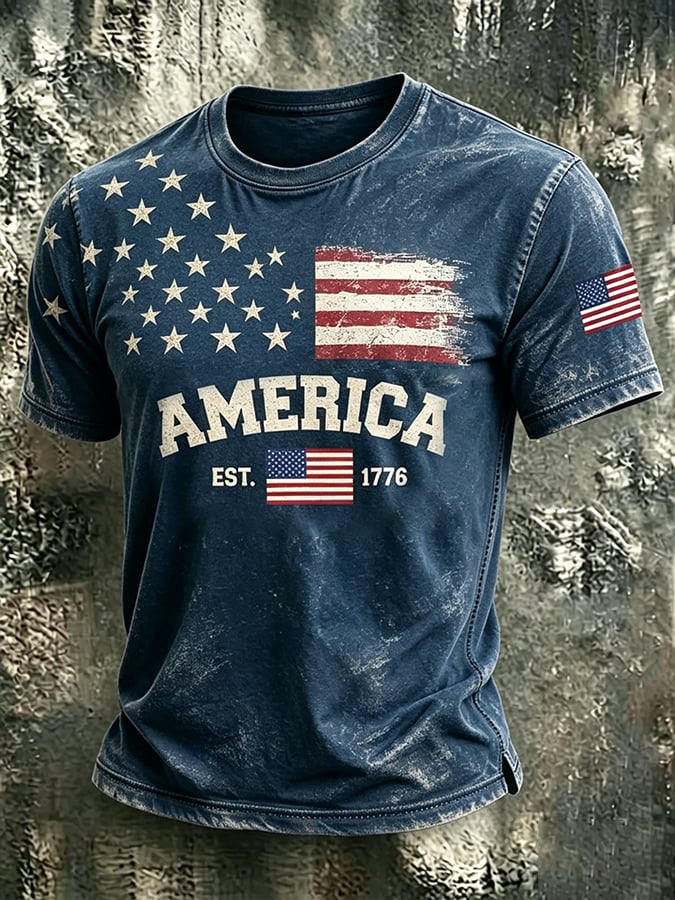Men's 250th Anniversary Independence Day Art Printed Casual T-shirt
