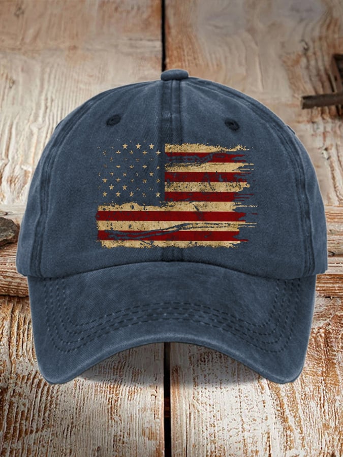 Unisex Distressed Washed Cotton Print Hat