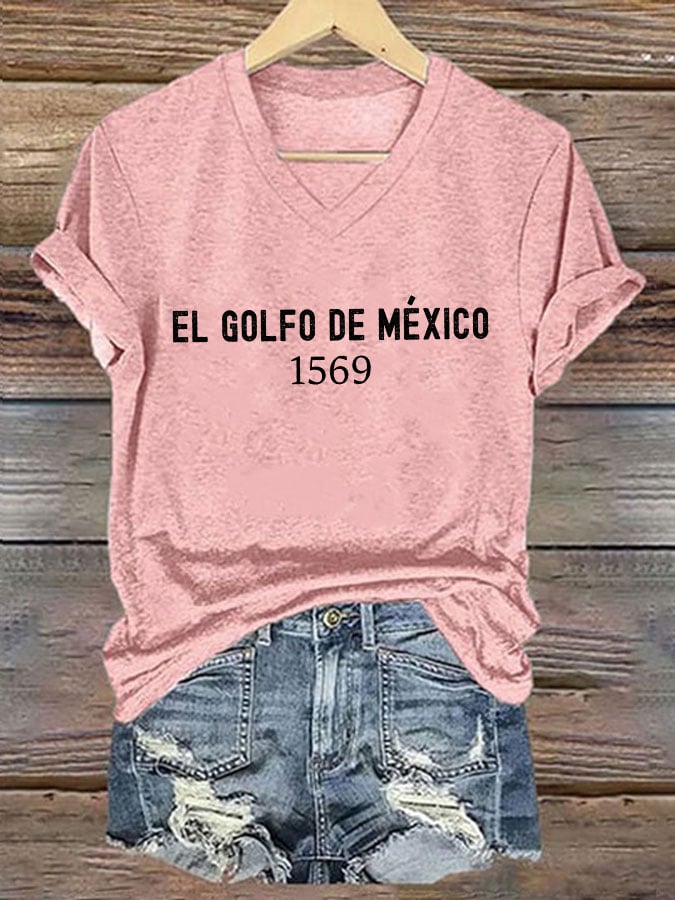 Women's Gulf Of Mexico Printed V-Neck T-Shirt