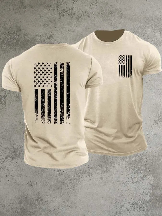 America Flag 1776 Pattern 100% Cotton T-Shirt