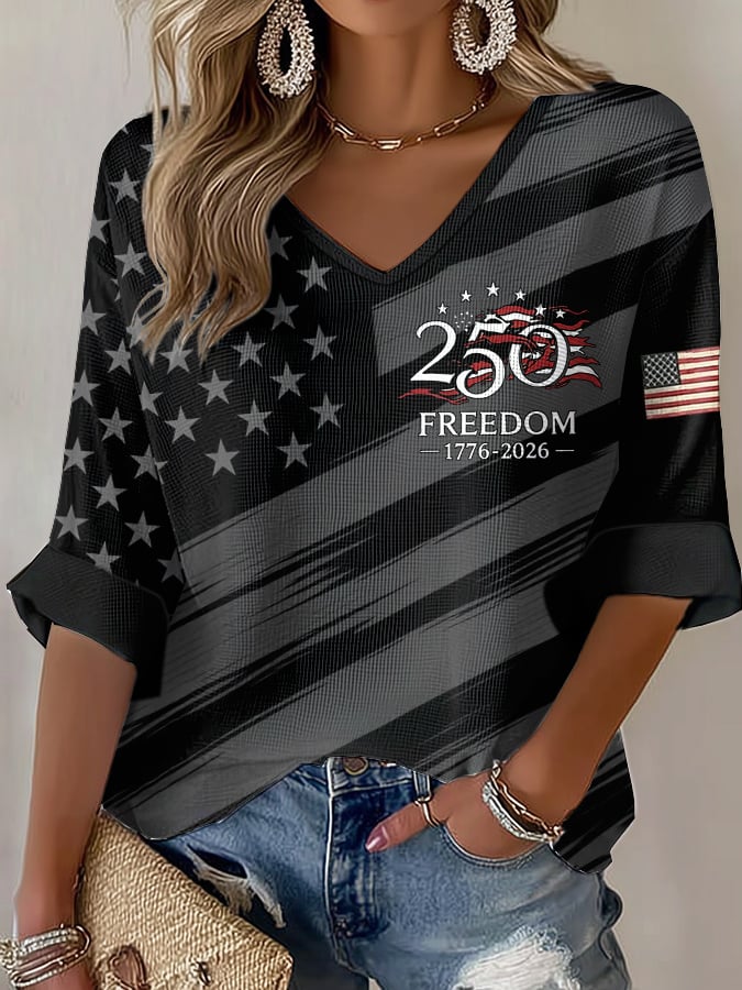 Women's USA1776-2026 Freedom Print Casual Top
