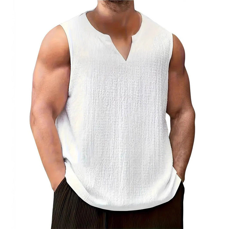 Men's Basic, Comfortable, Breathable, and Cooling Cotton-Linen Tank Top