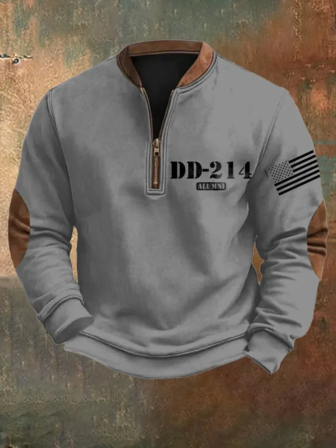 Men's Retro Veteran Zip Collar Sweatshirt