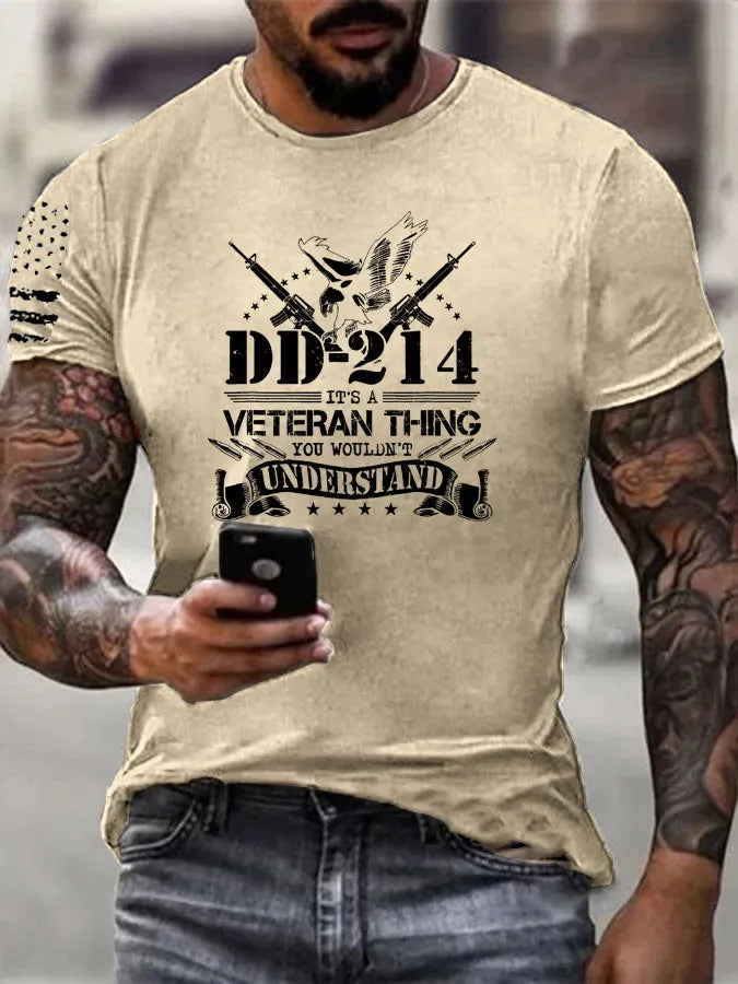 DD-214 A Veteran Thing Pattern 100% Cotton T-Shirt