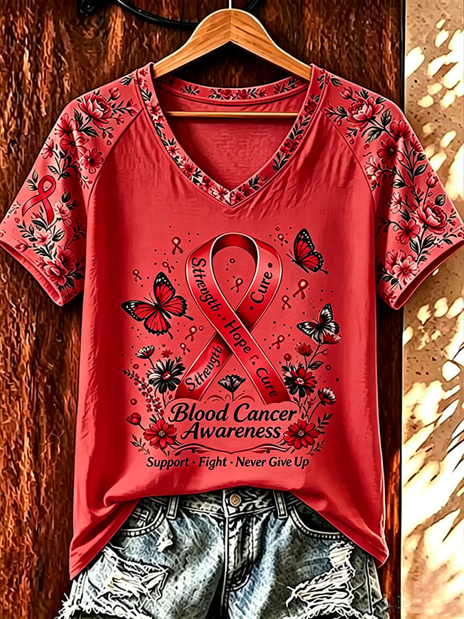 Women's Blood Cancer Awareness V-neck T-shirt