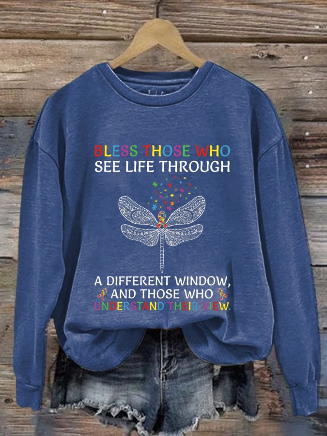 Women's Autism Awareness Print Casual Sweatshirt