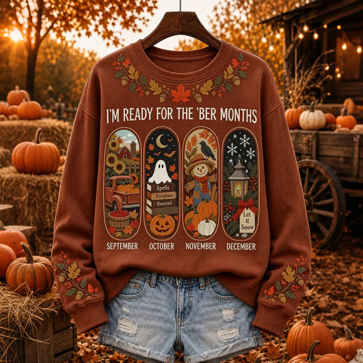Women's Autumn And Winter Theme Pattern Design Casual Sweatshirt