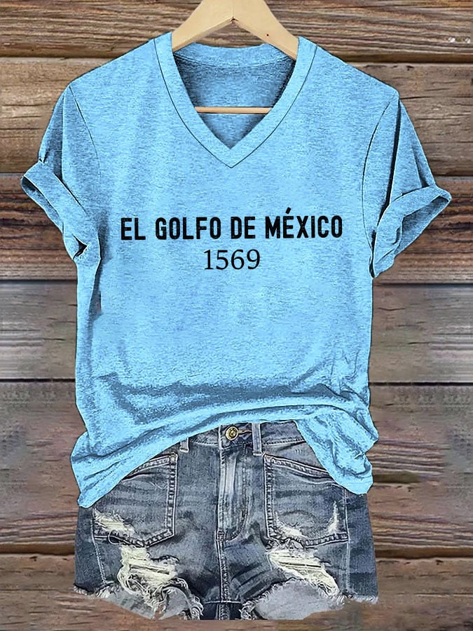 Women's Gulf Of Mexico Printed V-Neck T-Shirt