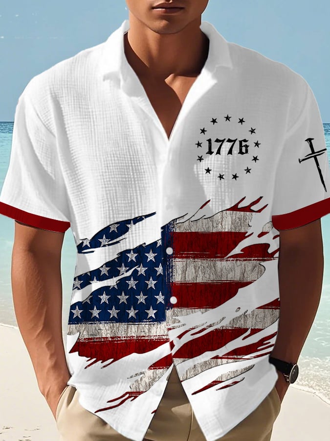 Men's Independence Day Print Waffle Shirt