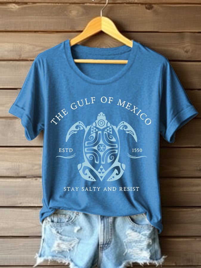 Women's The Gulf Of Mexico Printed Round Neck T-shirt