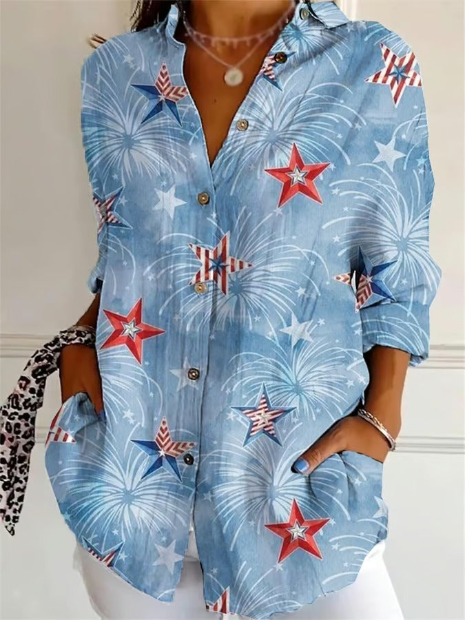 Women's Independence Day Print Casual Shirt