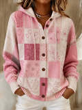 Women's Breast Cancer Awareness Floral Patchwork Printed Cardigan