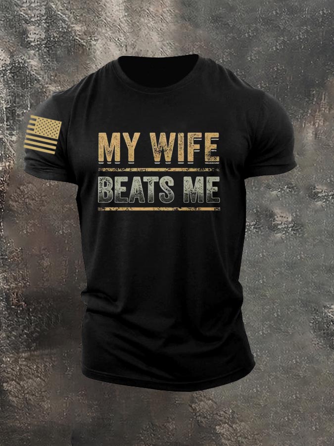 My Wife Beats Me  Pattern 100% Cotton T-Shirt