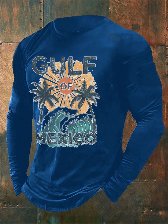 Men'S Retro Gulf Of Mexico Print T-Shirt