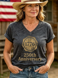 Women's Patriotic 1776 250th Anniversary Western Style Printed T-shirt