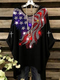 Women'S Round Neck American 250th Anniversary Print Loose Casual Short Sleeve Top