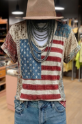 Retro American Flag Print Top