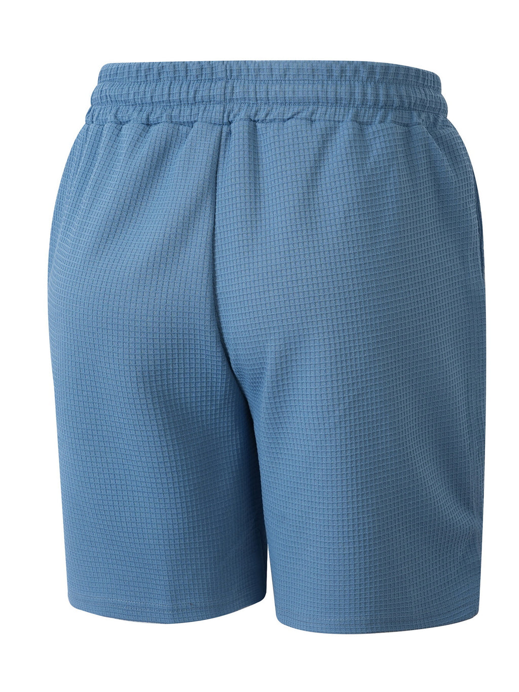 Men's Casual Solid-Color Waffle-Knit Drawstring Shorts with Pockets