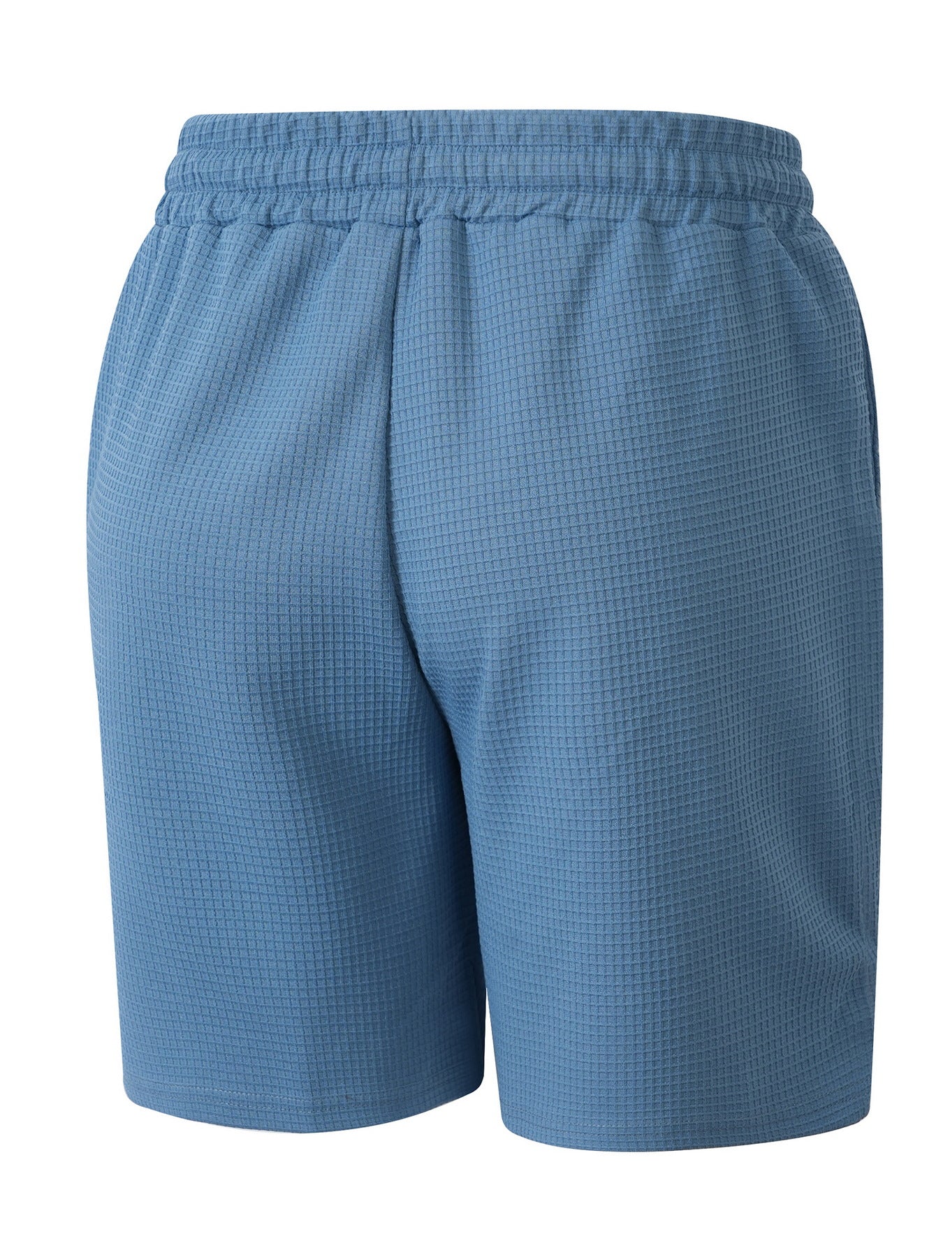 Men's Casual Solid-Color Waffle-Knit Drawstring Shorts with Pockets