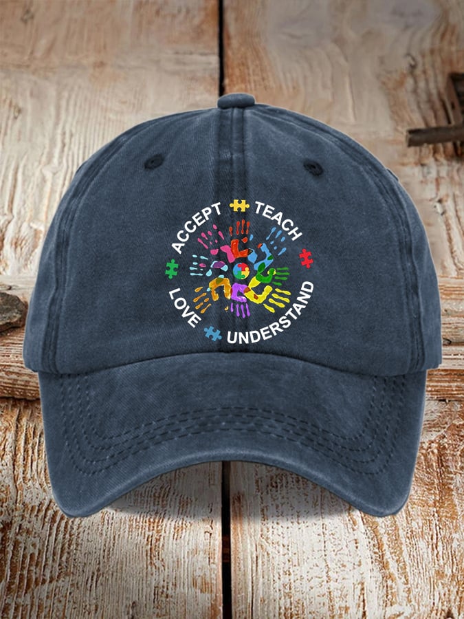 Women's Casual Autism Awareness Print Baseball Cap