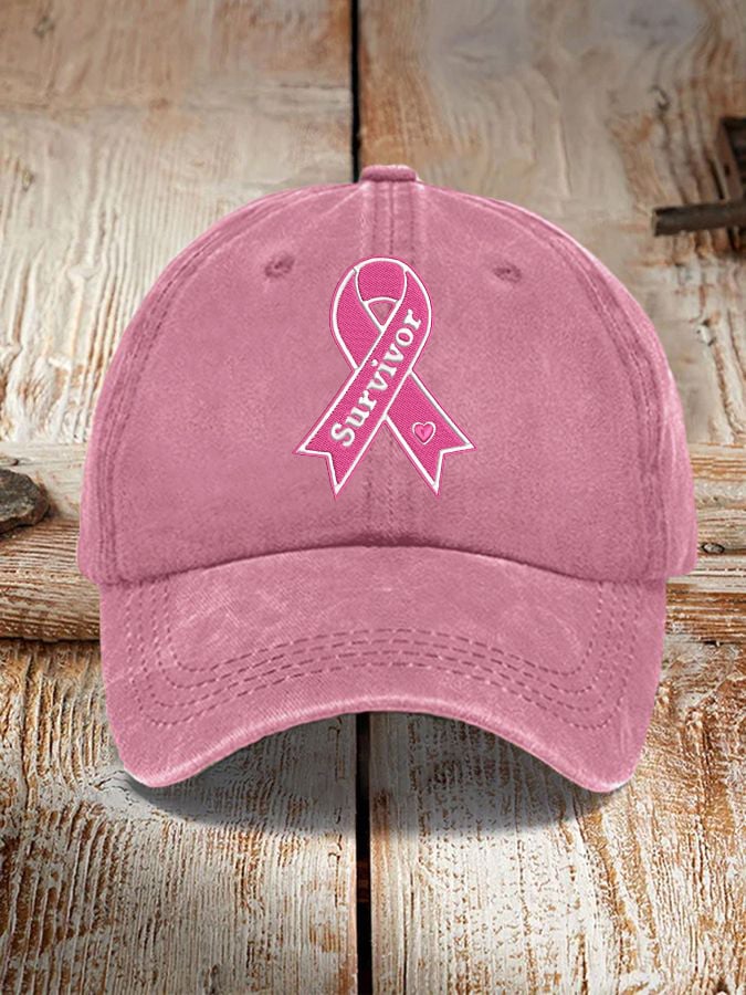 Unisex Breast Cancer Awareness Survivor Pink Ribbon Print Hat