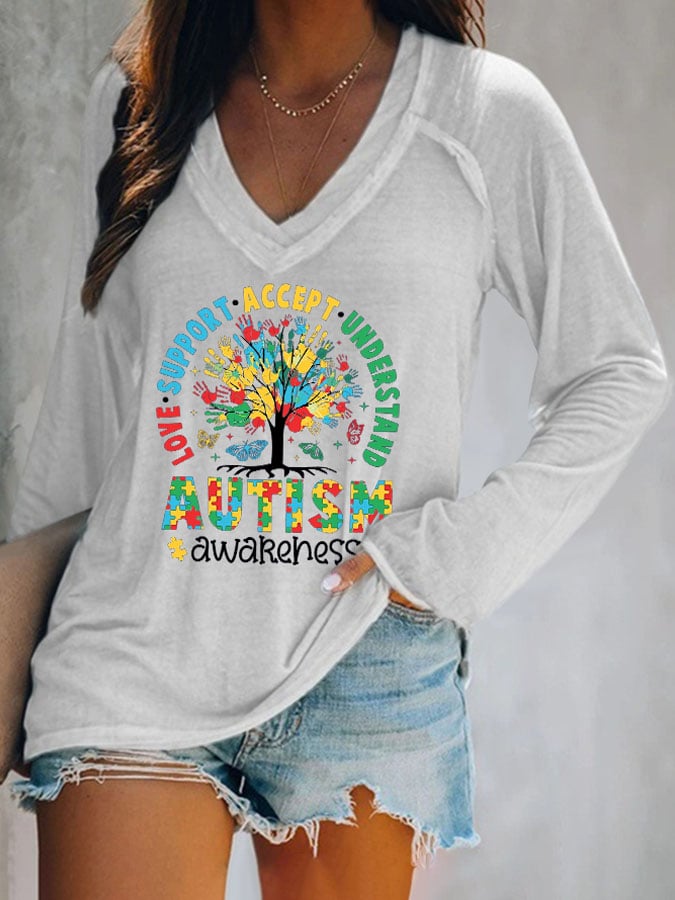 Women's Accept Love Understand Autism Awareness T Shirt