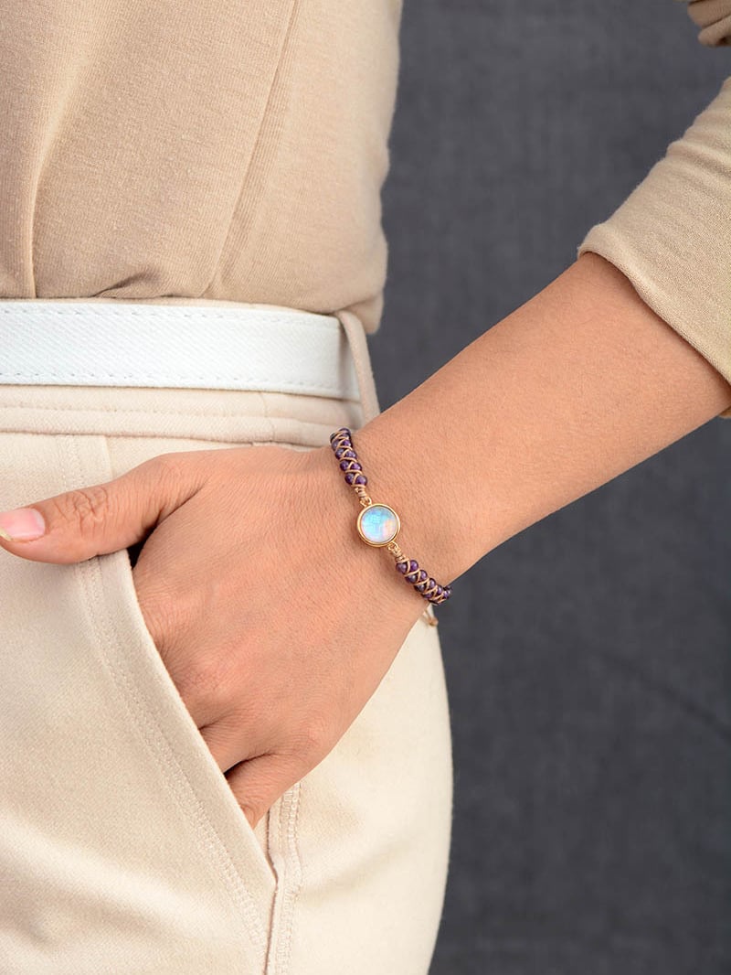 Braided Agate Purple Bracelet