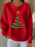 Women's Christmas Print Knit Crew Neck Long Sleeve Top