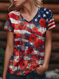 Women's Retro Poppy Red Friday Commemorative Short-Sleeve T-Shirt