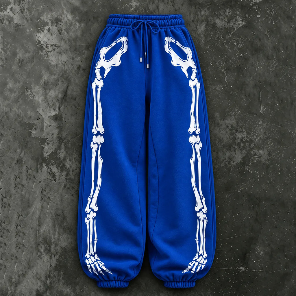 Women's Vintage Halloween Skull Outline Casual Sweatpants