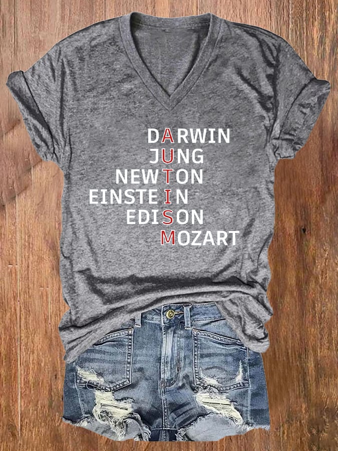Women's Autism Awareness Printed Casual T-Shirt