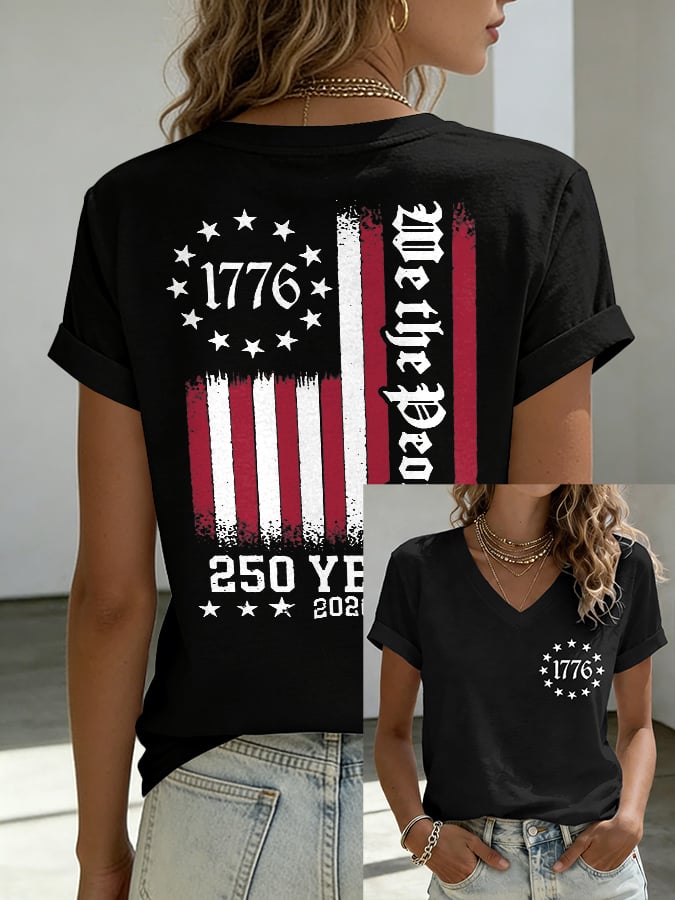 Women's Retro 250th Anniversary Print Casual T-Shirt