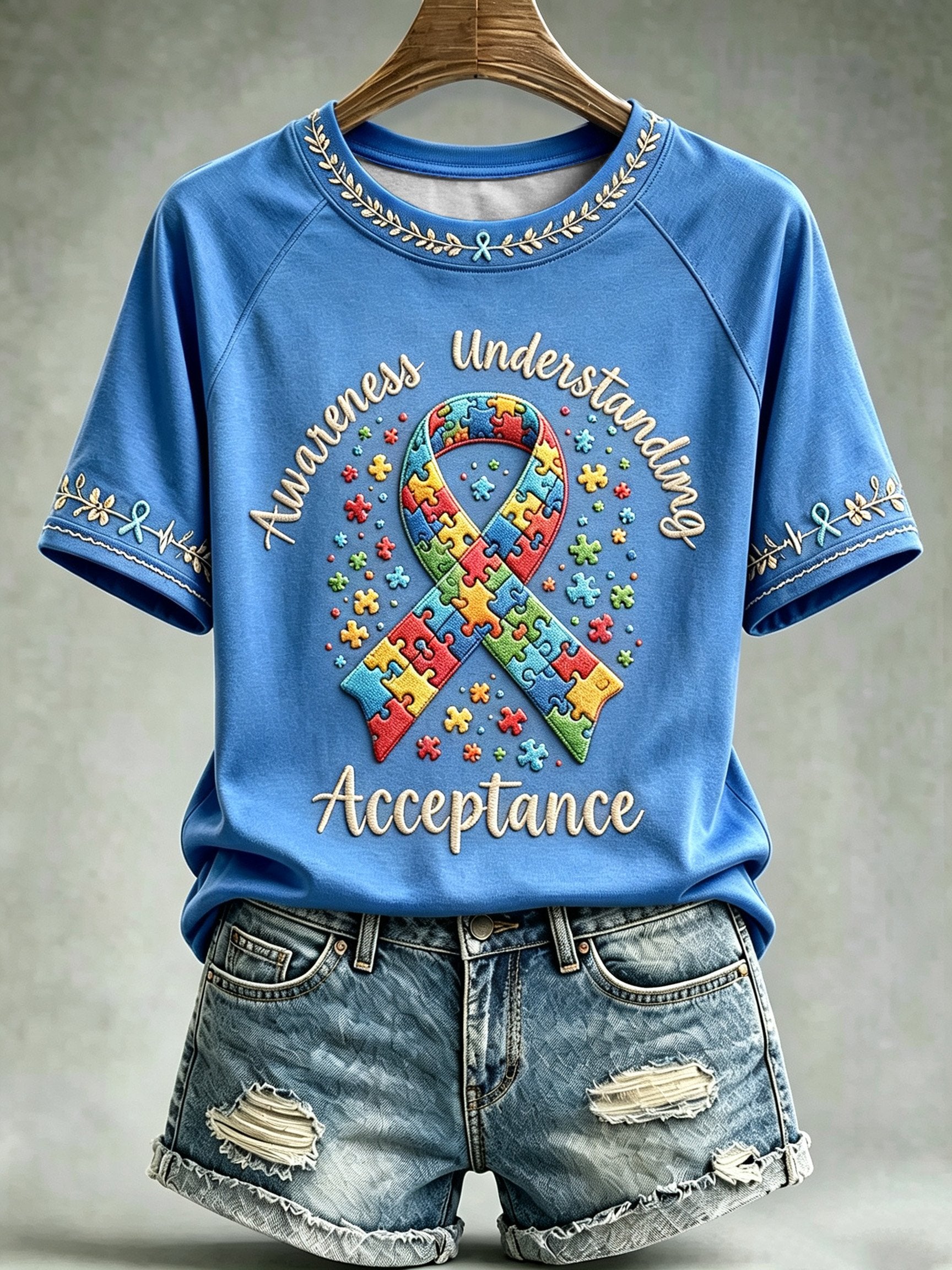 Women's Autism-Themed Casual Print Top