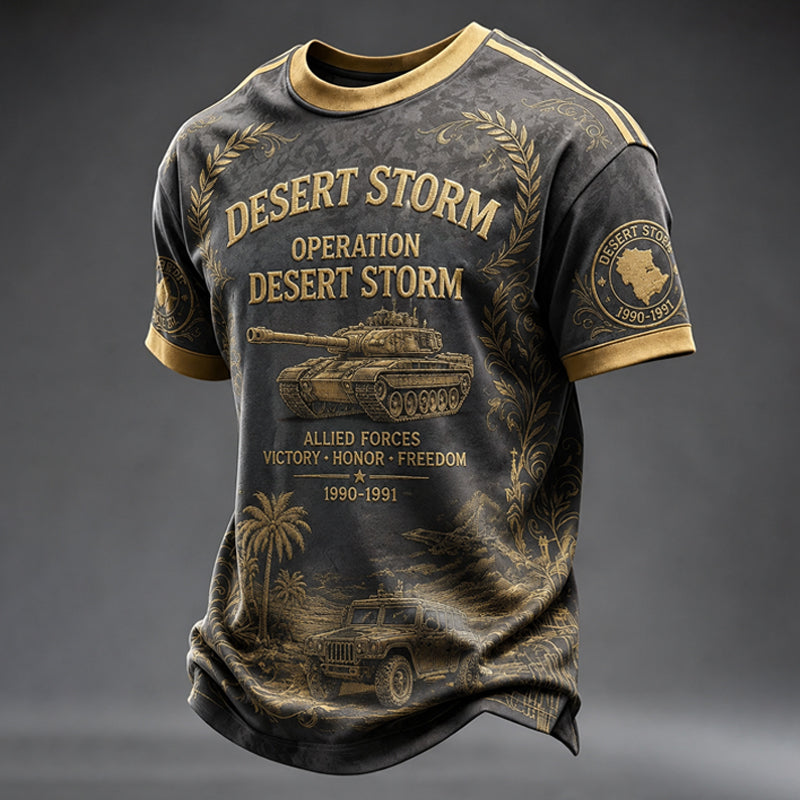 Men's Retro Desert Storm Operation Desert Storm Print  Casual T-Shirt