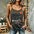 Women's Vintage Halloween Funny Skeleton Red Balloon Print Comfy Print Sleeveless Camisole Top