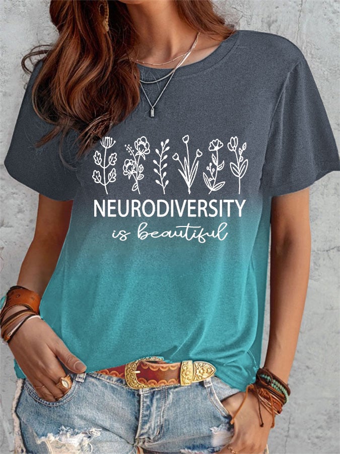 Women's Neurodiversity Autism Awareness Tie Dye Print T-Shirt