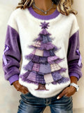 Women's Purple Art Christmas Alzheimer's Awareness Print Flannel Sweatshirt